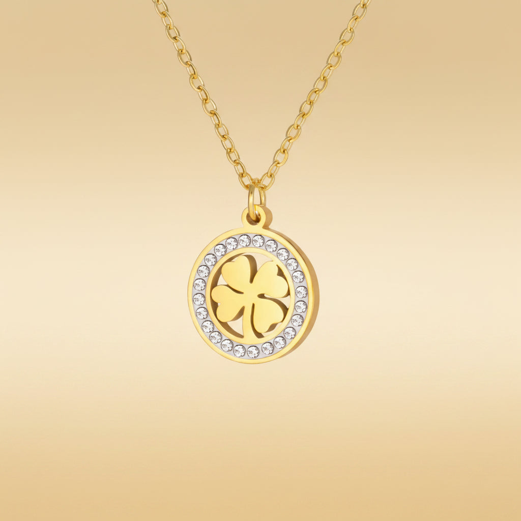 'The Sacred Luck' Four Leaf Clover Necklace / Stainless Steel
