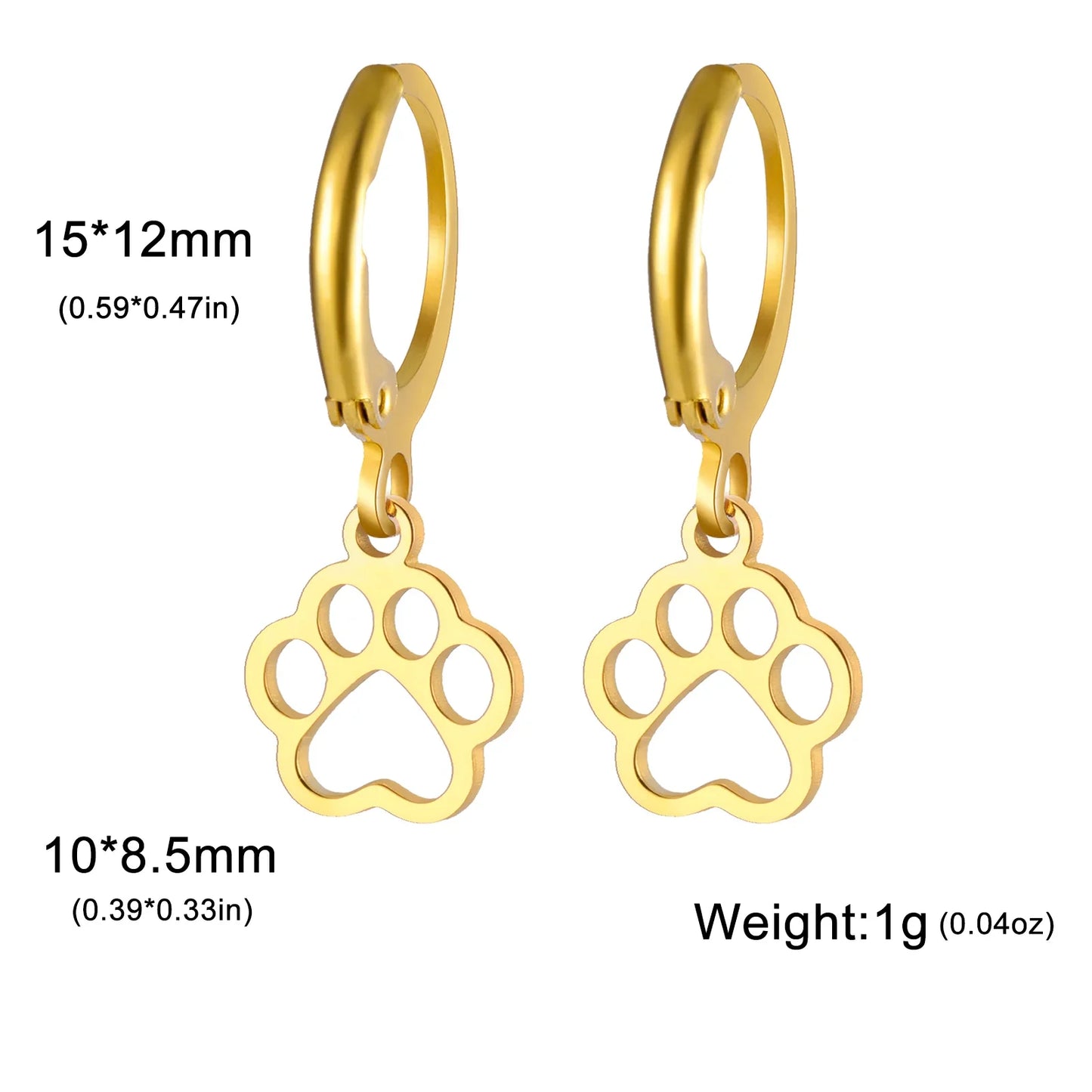 'Forever' Paw Love Earrings / Stainless Steel