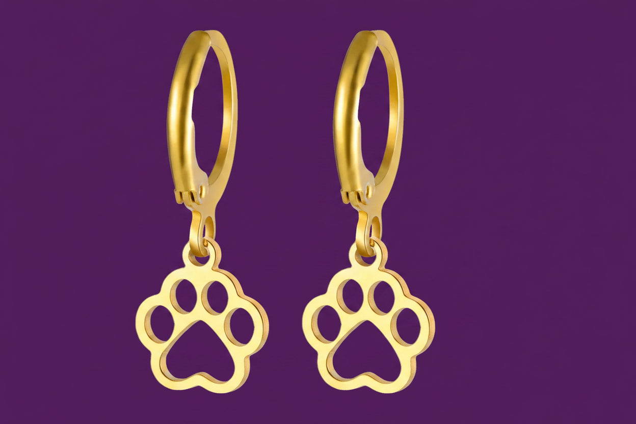 'Forever' Paw Love Earrings / Stainless Steel