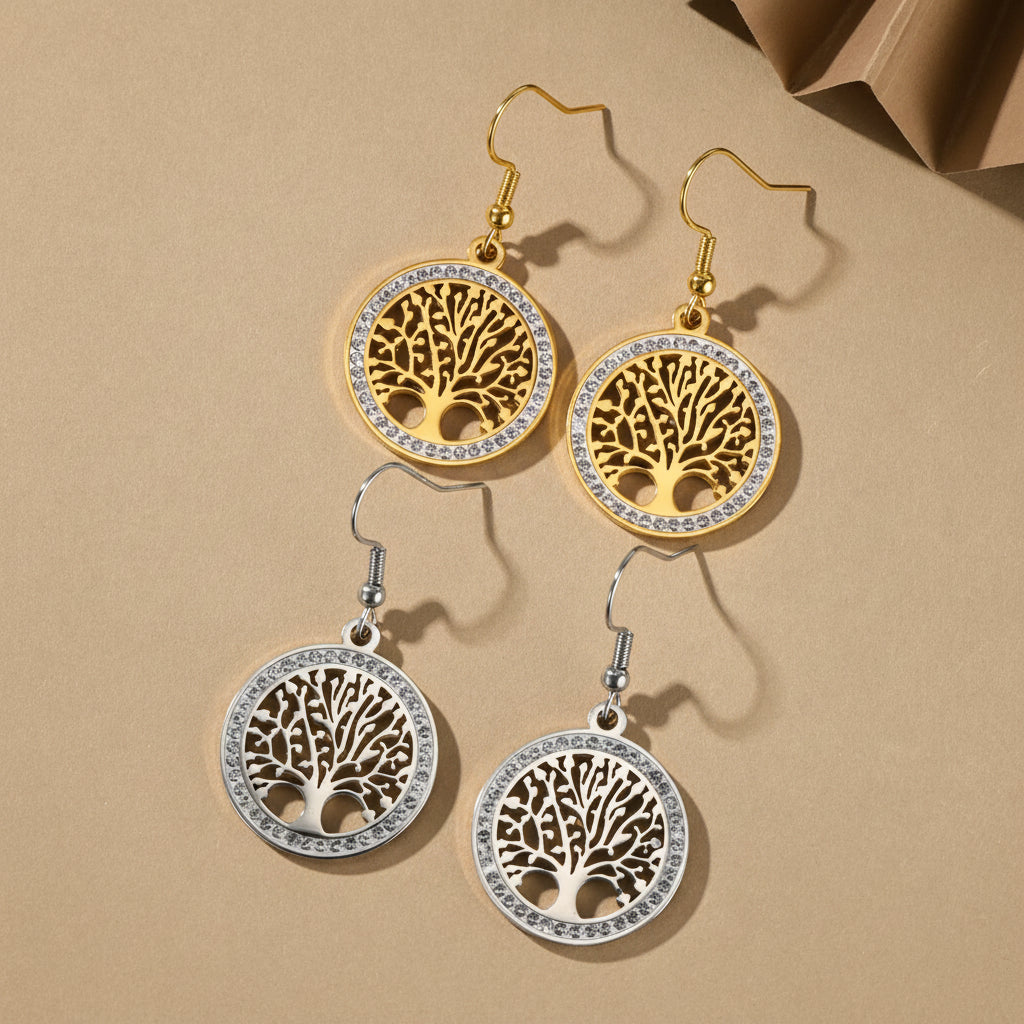 'Eternal Roots' Tree of Life Earrings / Stainless Steel