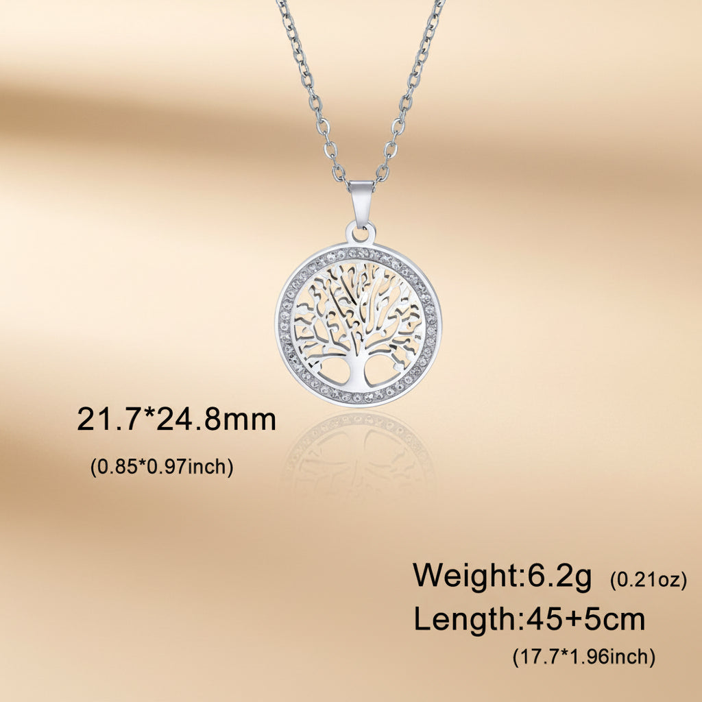 'Eternal Roots' Tree of Life Pendant / Stainless Steel