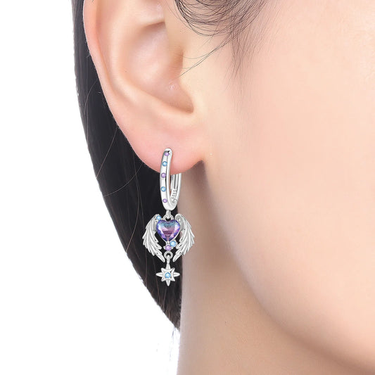 'Celestial Angel Heart' Earrings / Sterling Silver