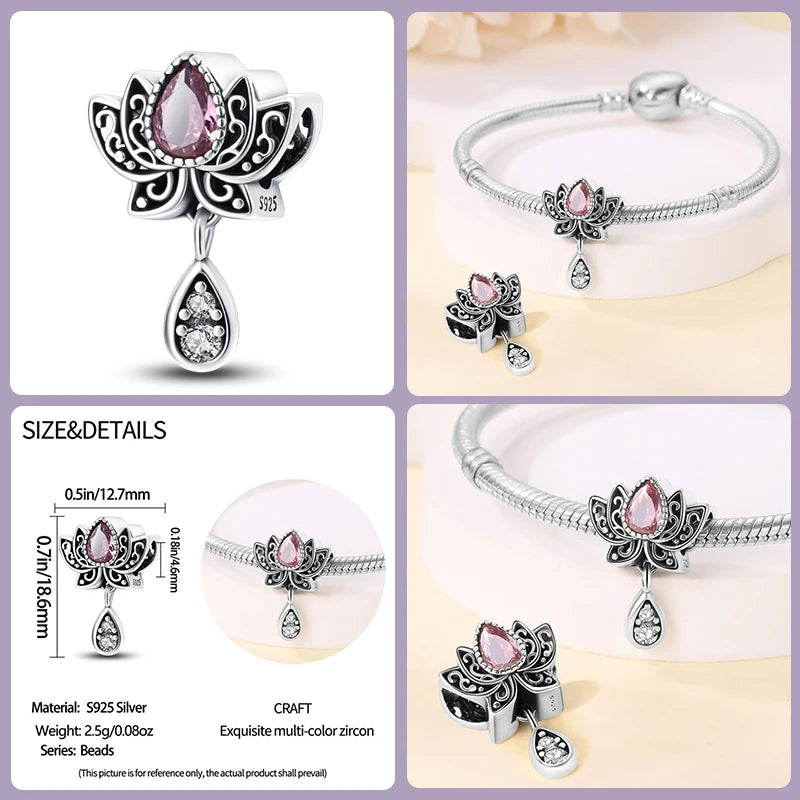 'Lotus of Renewal' Charm / 925 Sterling Silver