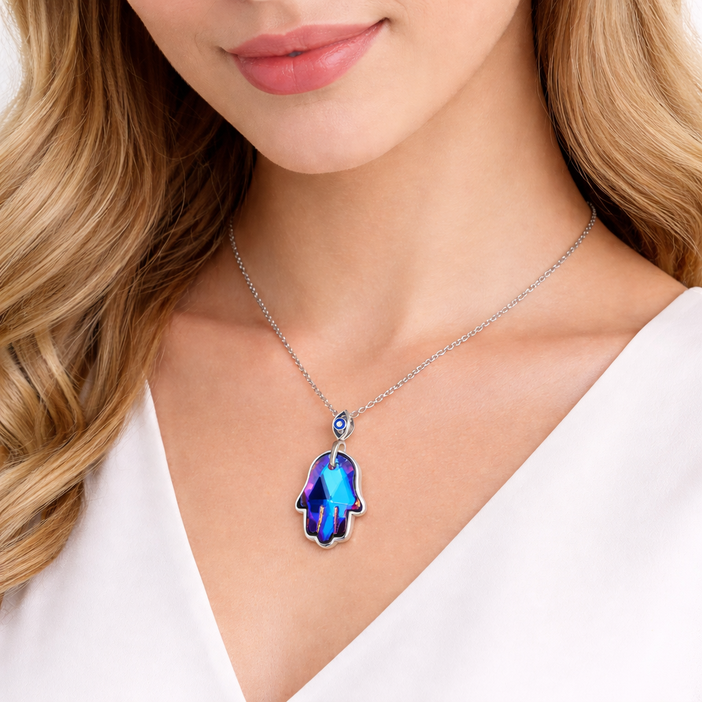 'The Sacred Protection' Hamsa Hand Necklace / 925 Sterling Silver