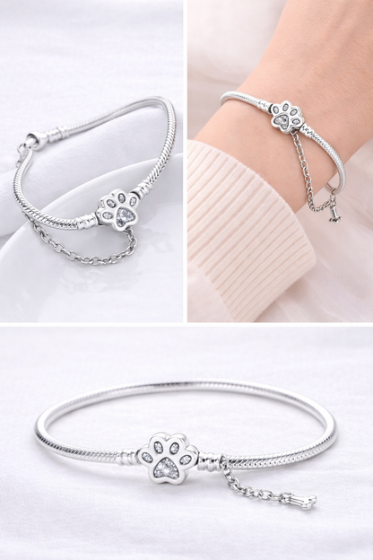 'Eternal PawPrint Memory' Charm Bracelet / 925 Sterling Silver