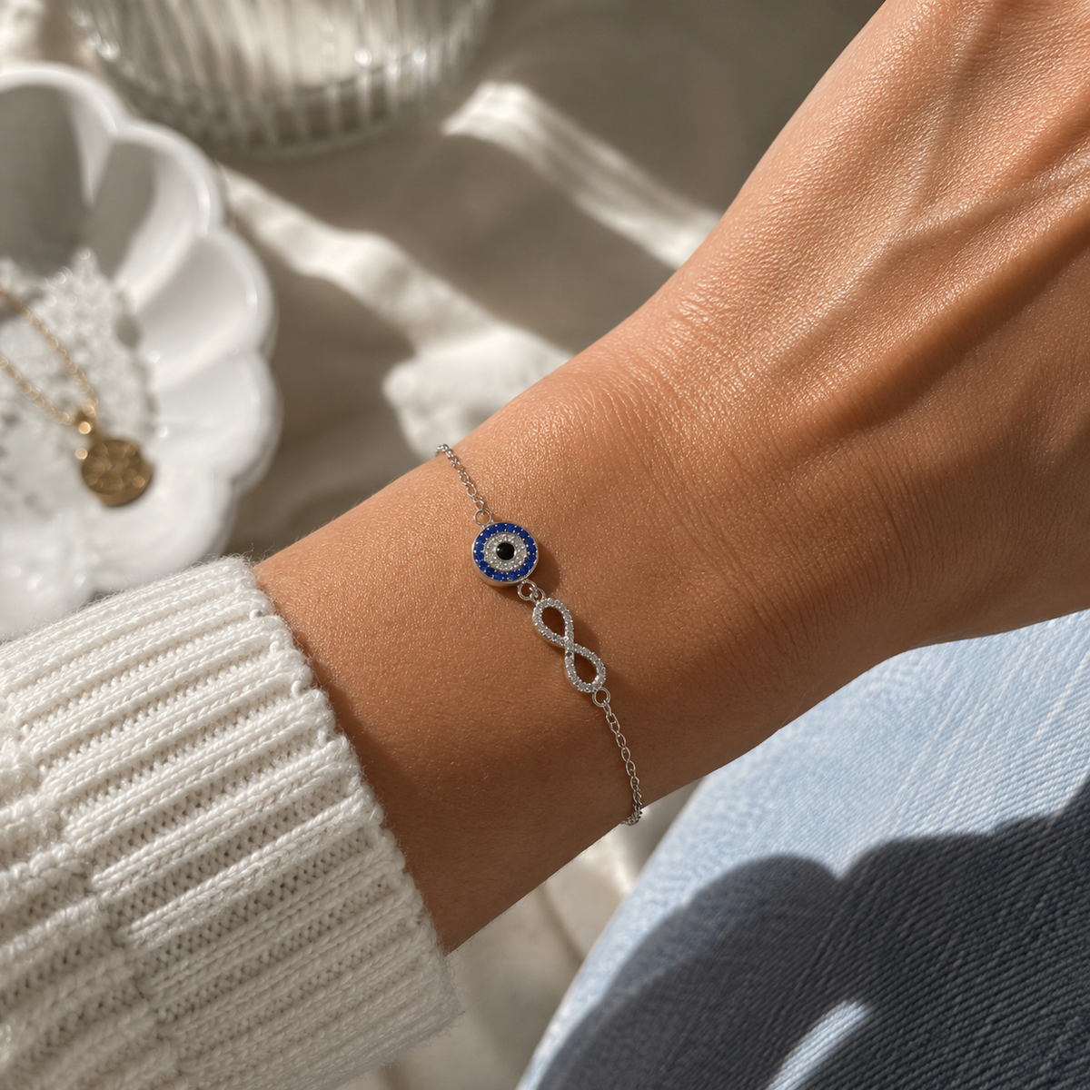 Little Guardian Evil Eye Bracelet / Stainless Steel 17cm