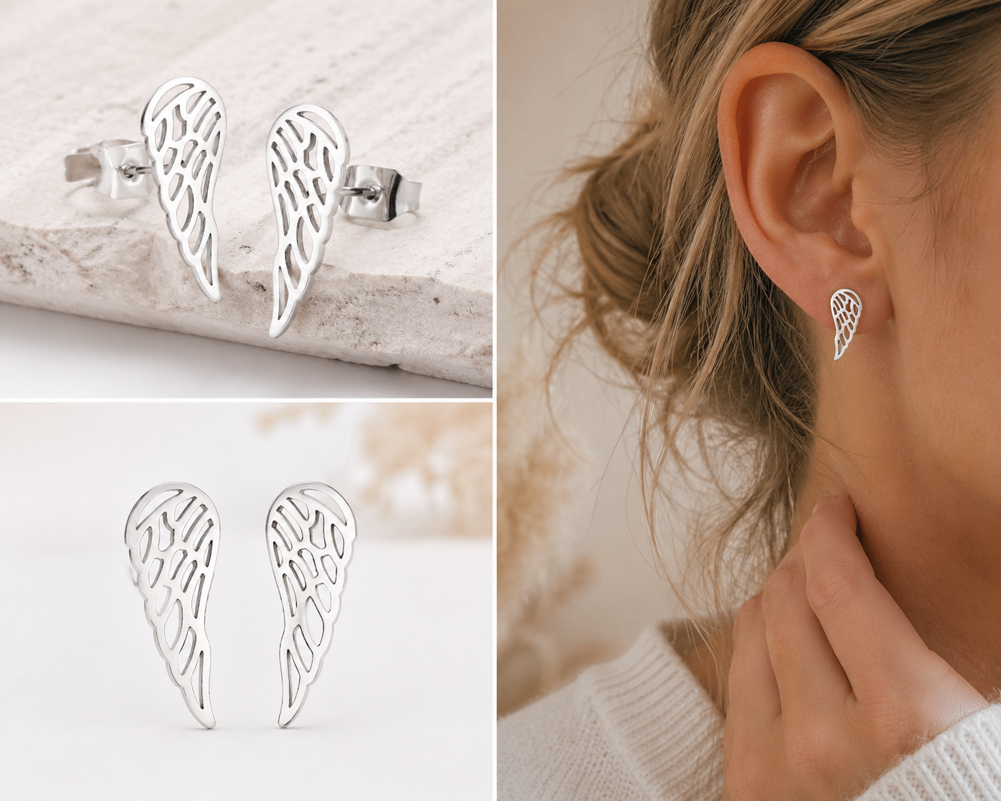 'The Guardian Angel Wing' Earrings / Stainless Steel