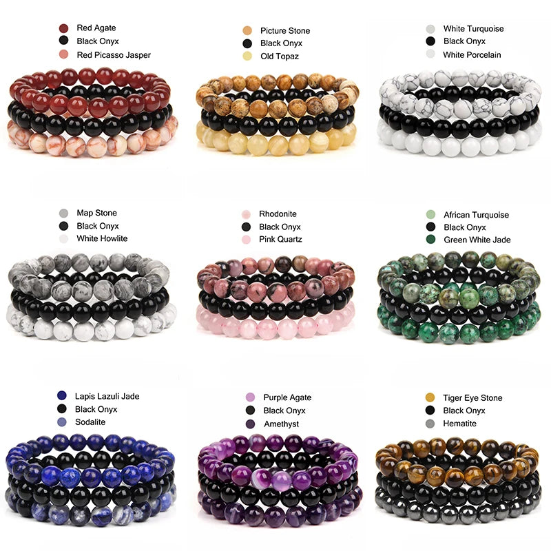 'Harmony Within' Set of 3 Natural Bead Bracelets