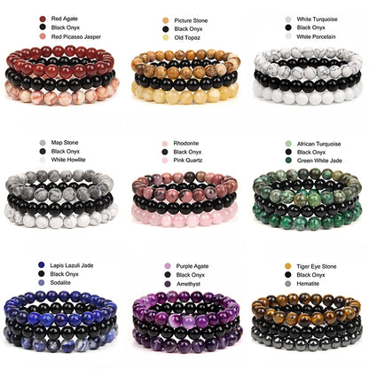 'Harmony Within' Set of 3 Natural Bead Bracelets