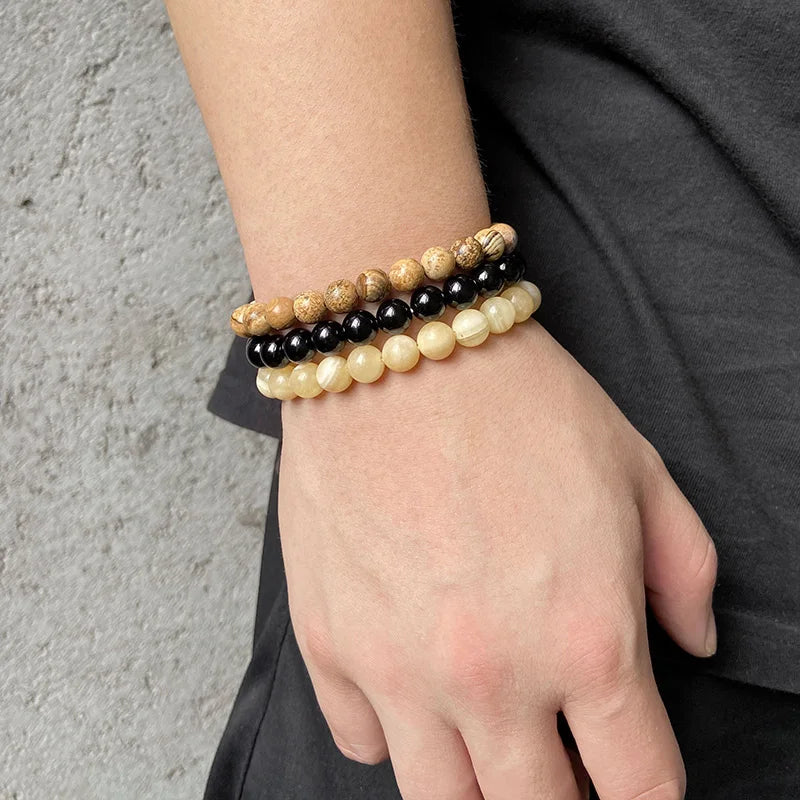 'Harmony Within' Set of 3 Natural Bead Bracelets