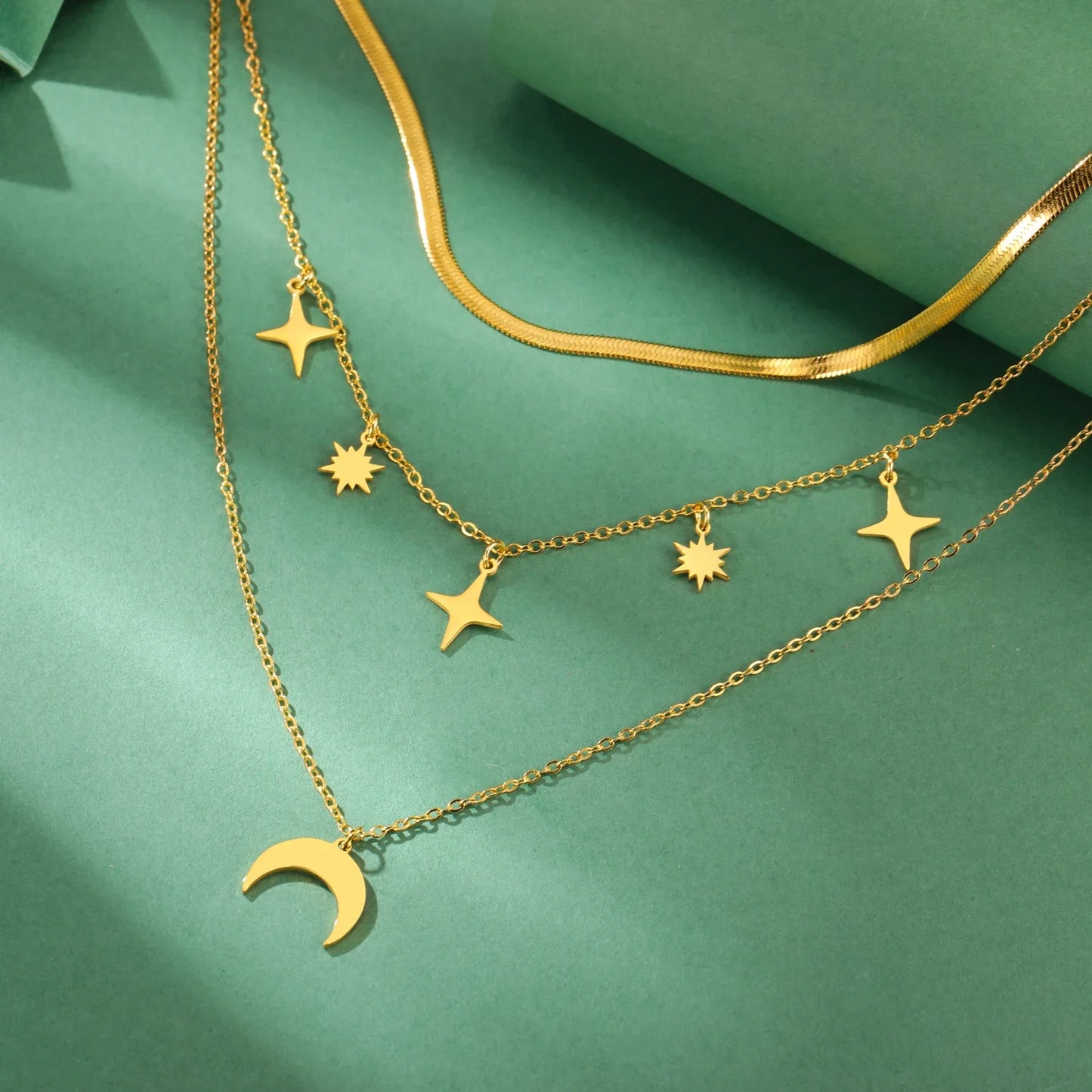 'Celestial Alignment' Layered Necklace / Stainless Steel