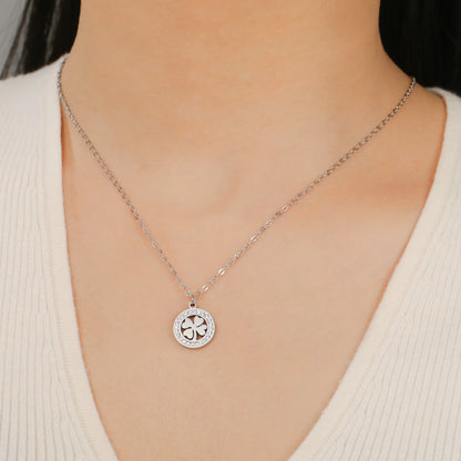 'The Sacred Luck' Four Leaf Clover Necklace / Stainless Steel