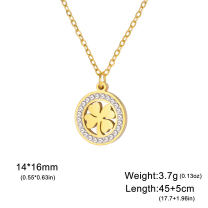 'The Sacred Luck' Four Leaf Clover Necklace / Stainless Steel