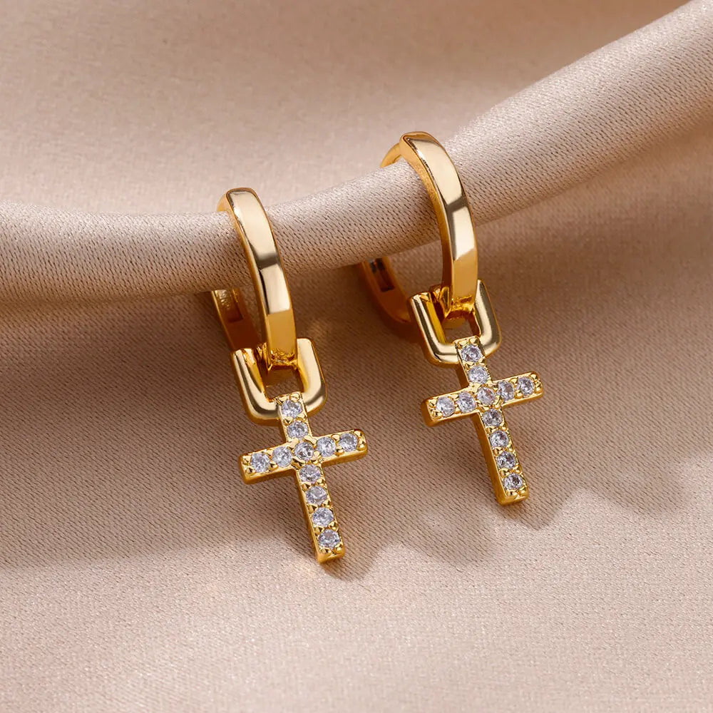 'Faith and Light' Cross Earrings / Stainless Steel