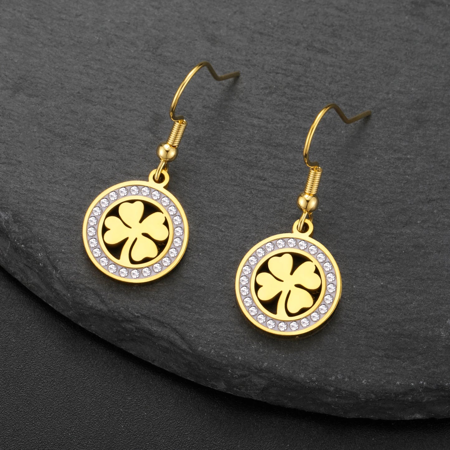 'The Sacred Luck' Four Leaf Clover Earrings / Stainless Steel