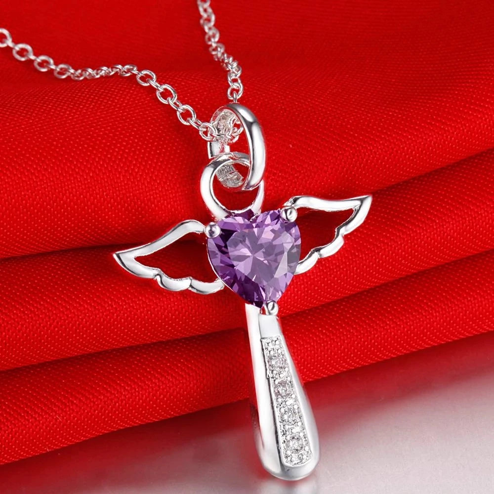 'The Angelic Protection' Heart Necklace / 925 Sterling Silver