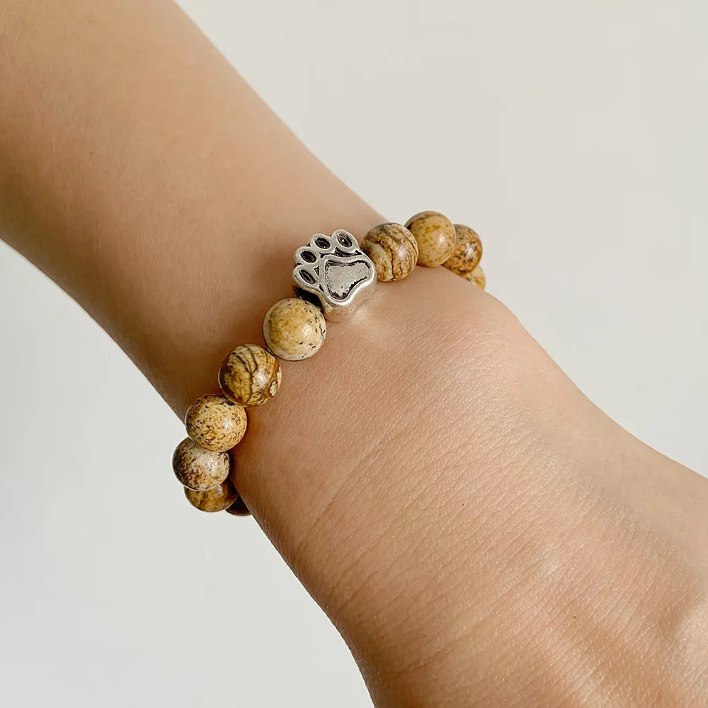 'Pawprints on my Heart' Natural Stone Bracelet