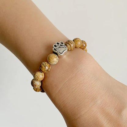 'Pawprints on my Heart' Natural Stone Bracelet