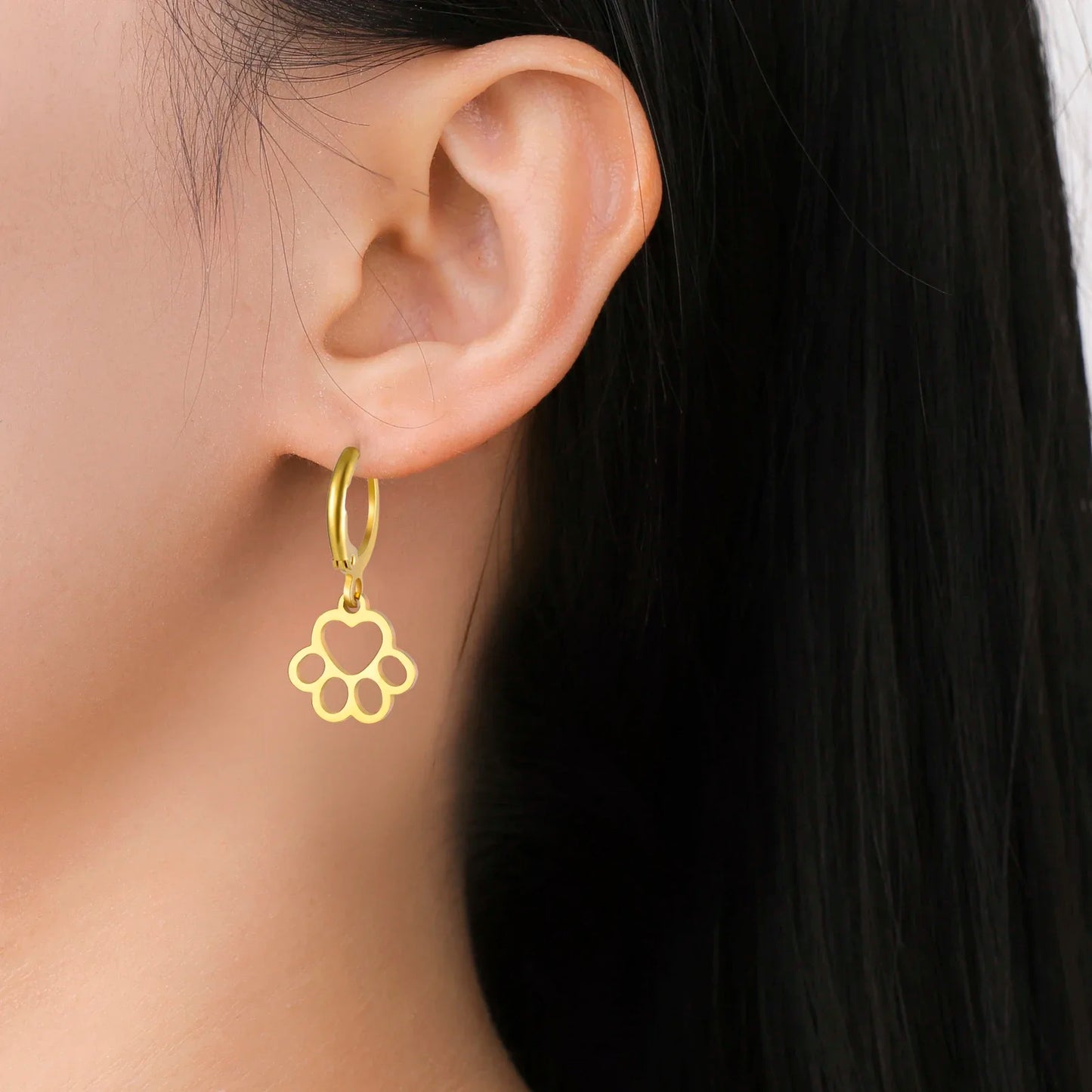 'Forever' Paw Love Earrings / Stainless Steel