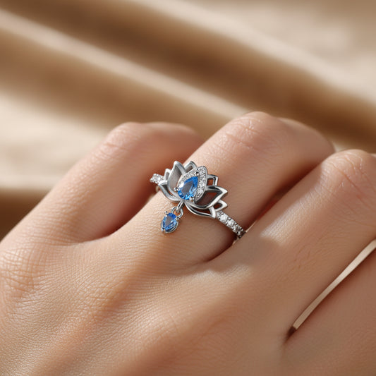 Celestial Lotus of Serenity Ring / 925 Sterling Silver
