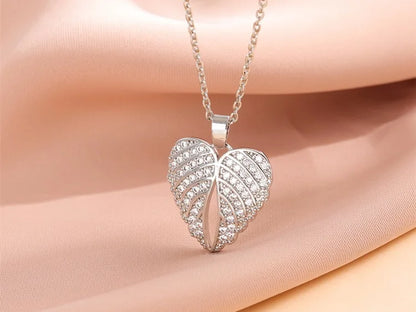 Wings of Grace Necklace / 925 Sterling Silver / Cubic Zirconia