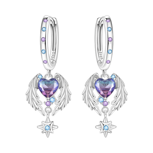 'Celestial Angel Heart' Earrings / Sterling Silver