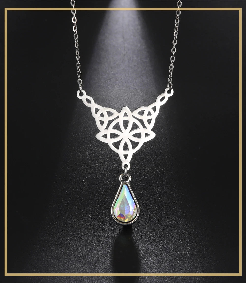 'Eternal Trinity Harmony' Necklace with Crystal drop / Stainless Steel