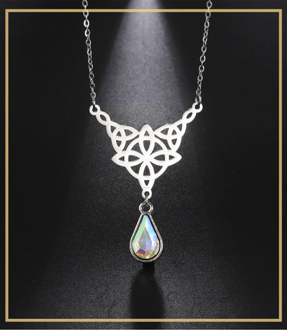 'Eternal Trinity Harmony' Necklace with Crystal drop / Stainless Steel