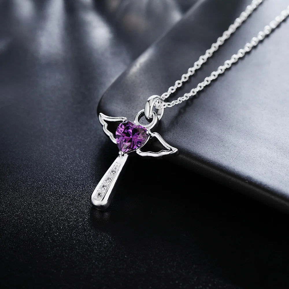 'The Angelic Protection' Heart Necklace / 925 Sterling Silver
