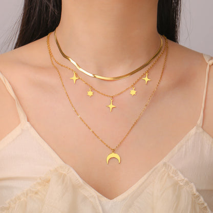 'Celestial Alignment' Layered Necklace / Stainless Steel