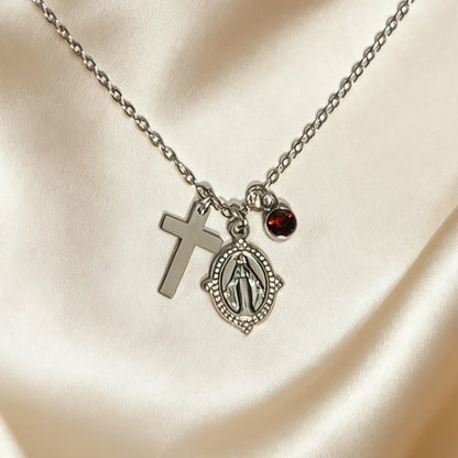 Divine Grace Birthstone Necklace / Stainless Steel