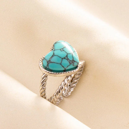 'The Spirit of Serenity' Adjustable Ring / Stainless Steel with Turquoise