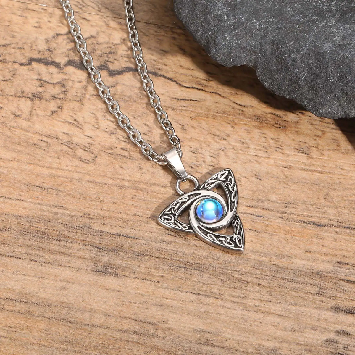 Guided Within Moonstone Celtic Knot Necklace / Stainless Steel