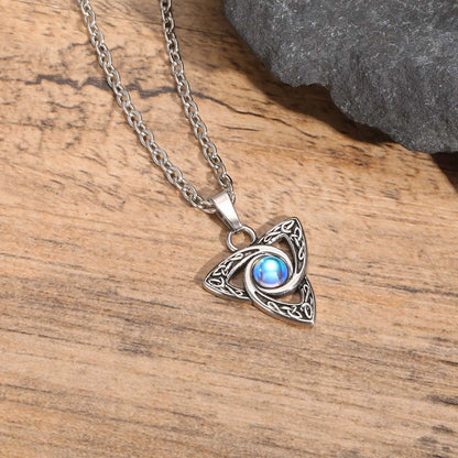 Guided Within Moonstone Celtic Knot Necklace / Stainless Steel