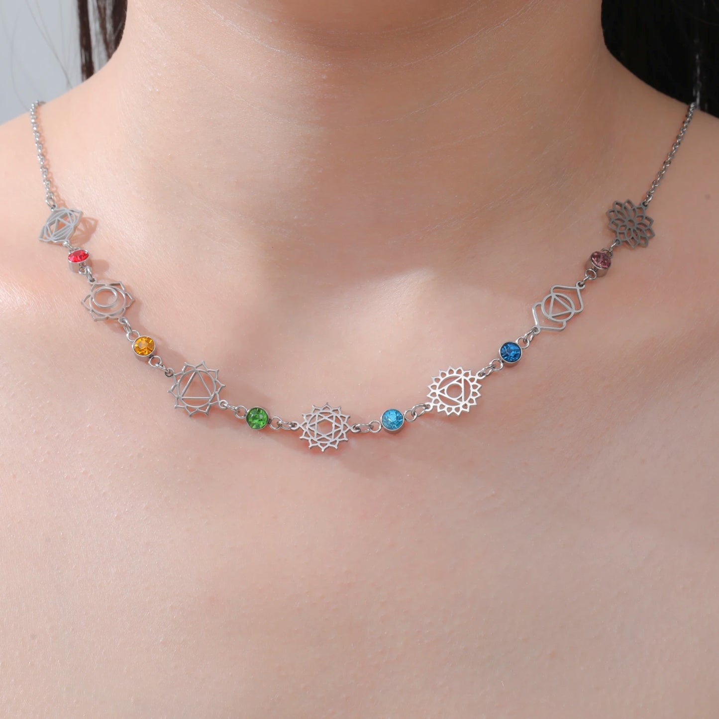 'Sacred Chakra Harmony' Necklace / Stainless Steel
