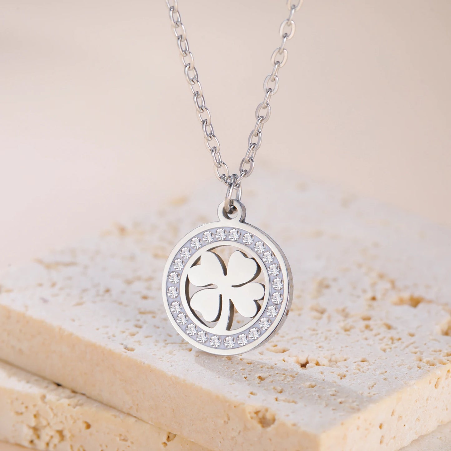 'The Sacred Luck' Four Leaf Clover Necklace / Stainless Steel