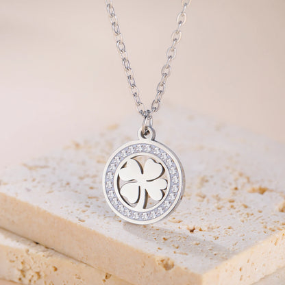'The Sacred Luck' Four Leaf Clover Necklace / Stainless Steel