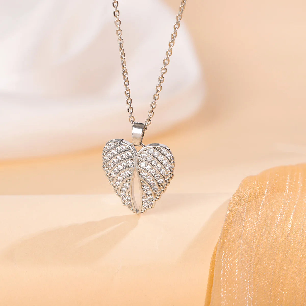 Wings of Grace Necklace / 925 Sterling Silver / Cubic Zirconia