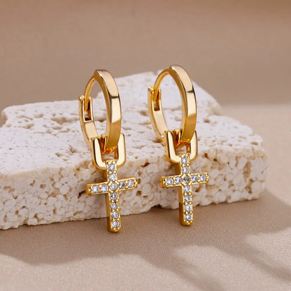 'Faith and Light' Cross Earrings / Stainless Steel