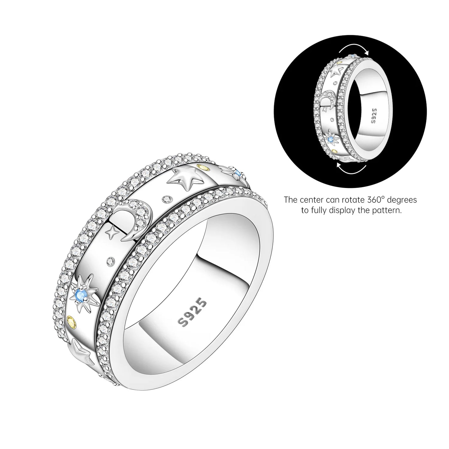 'The Celestial Calm' Spinner Ring / 925 Sterling Silver