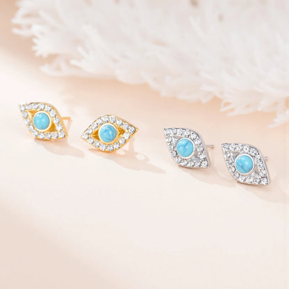 'Divine Protection' Evil Eye Earrings with Turquoise and Cubic Zirconia stones / Stainless Steel