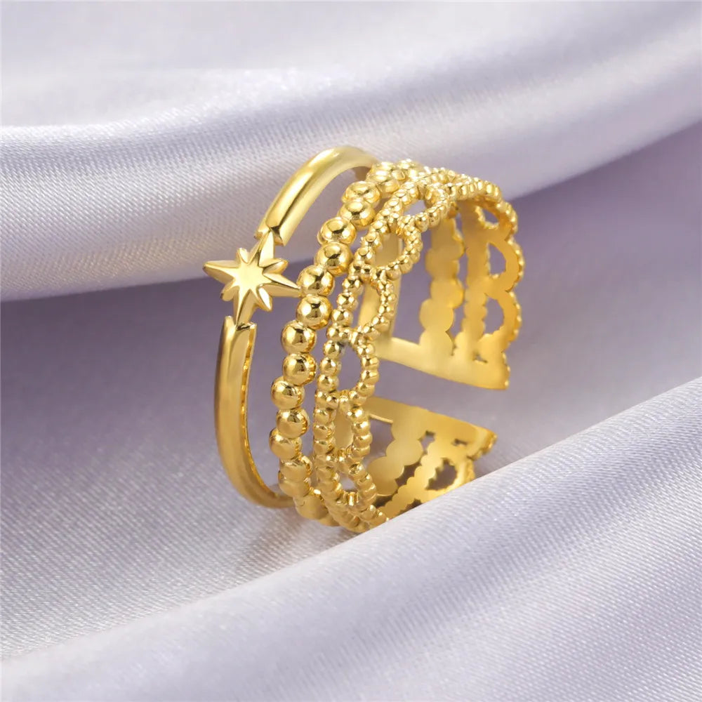 'Guiding Star' Adjustable Ring / Stainless Steel Gold plated