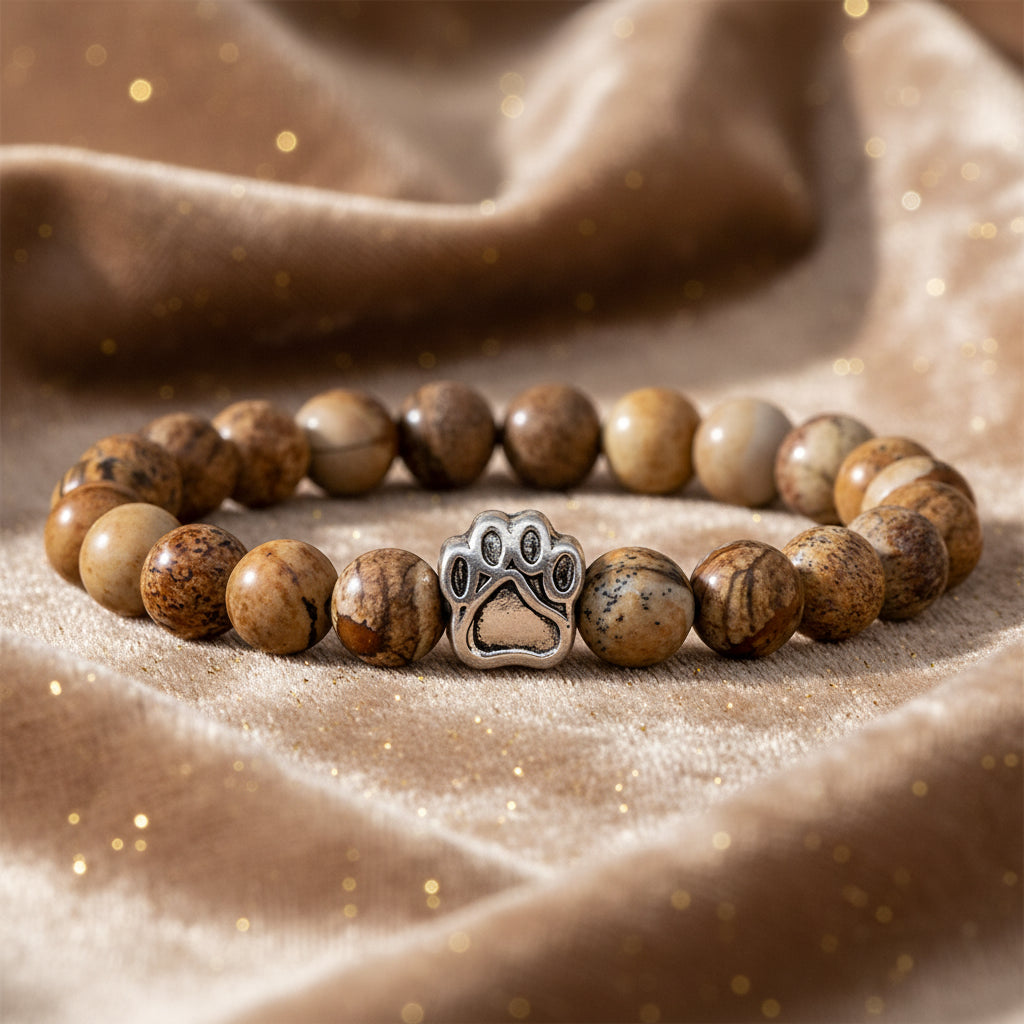 'Pawprints on my Heart' Natural Stone Bracelet