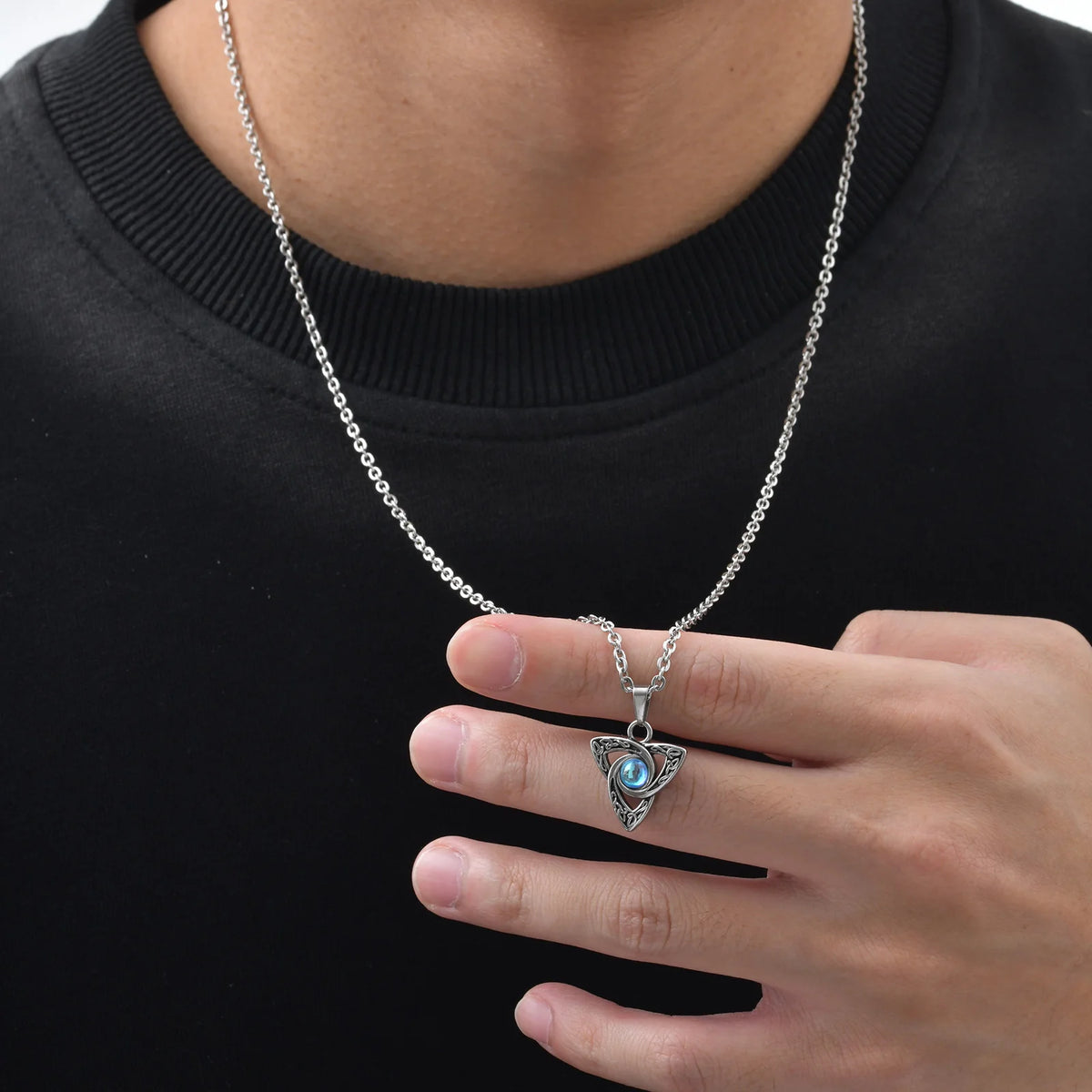 Guided Within Moonstone Celtic Knot Necklace / Stainless Steel