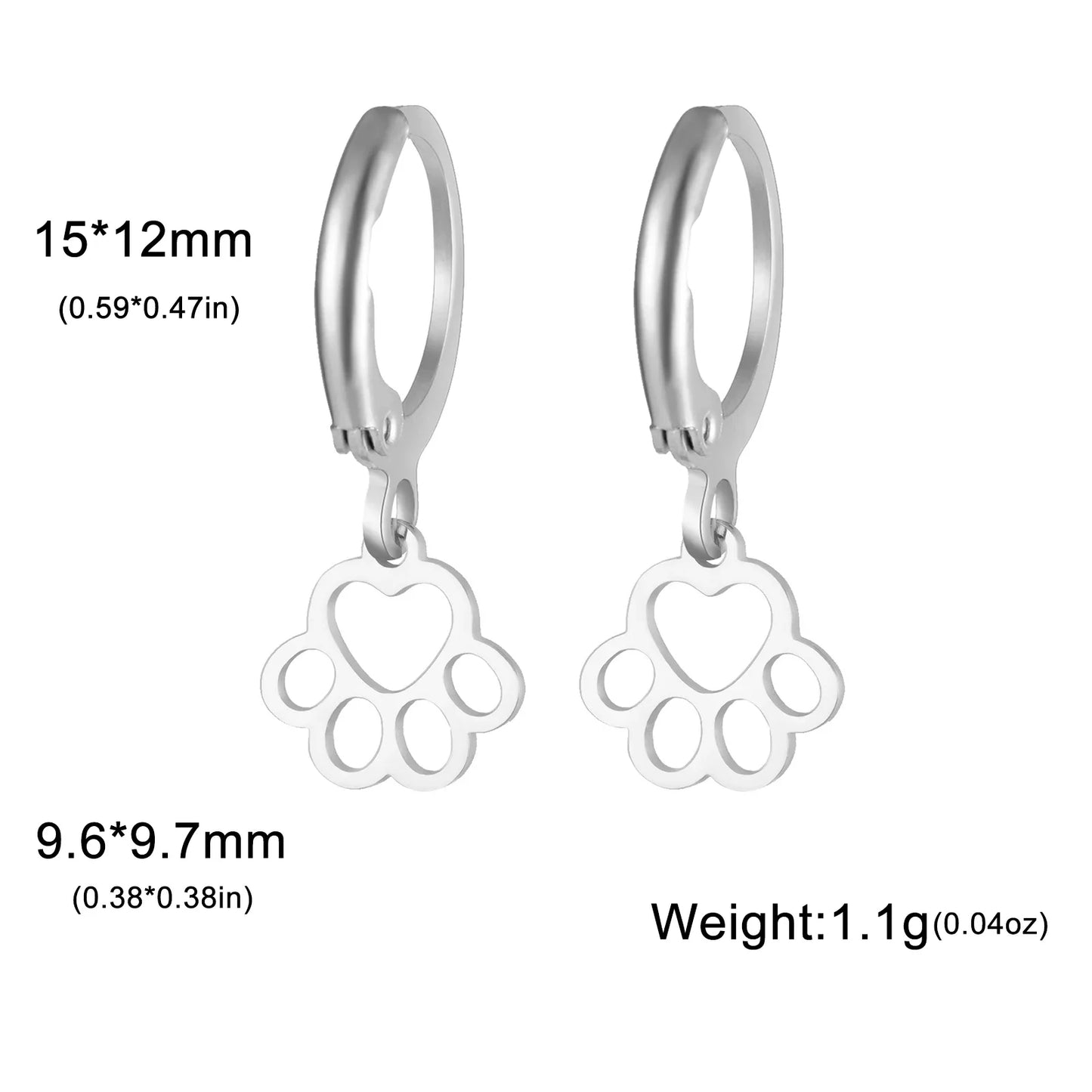 'Forever' Paw Love Earrings / Stainless Steel