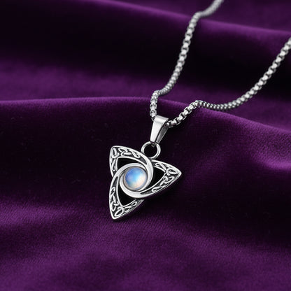 Guided Within Moonstone Celtic Knot Necklace / Stainless Steel