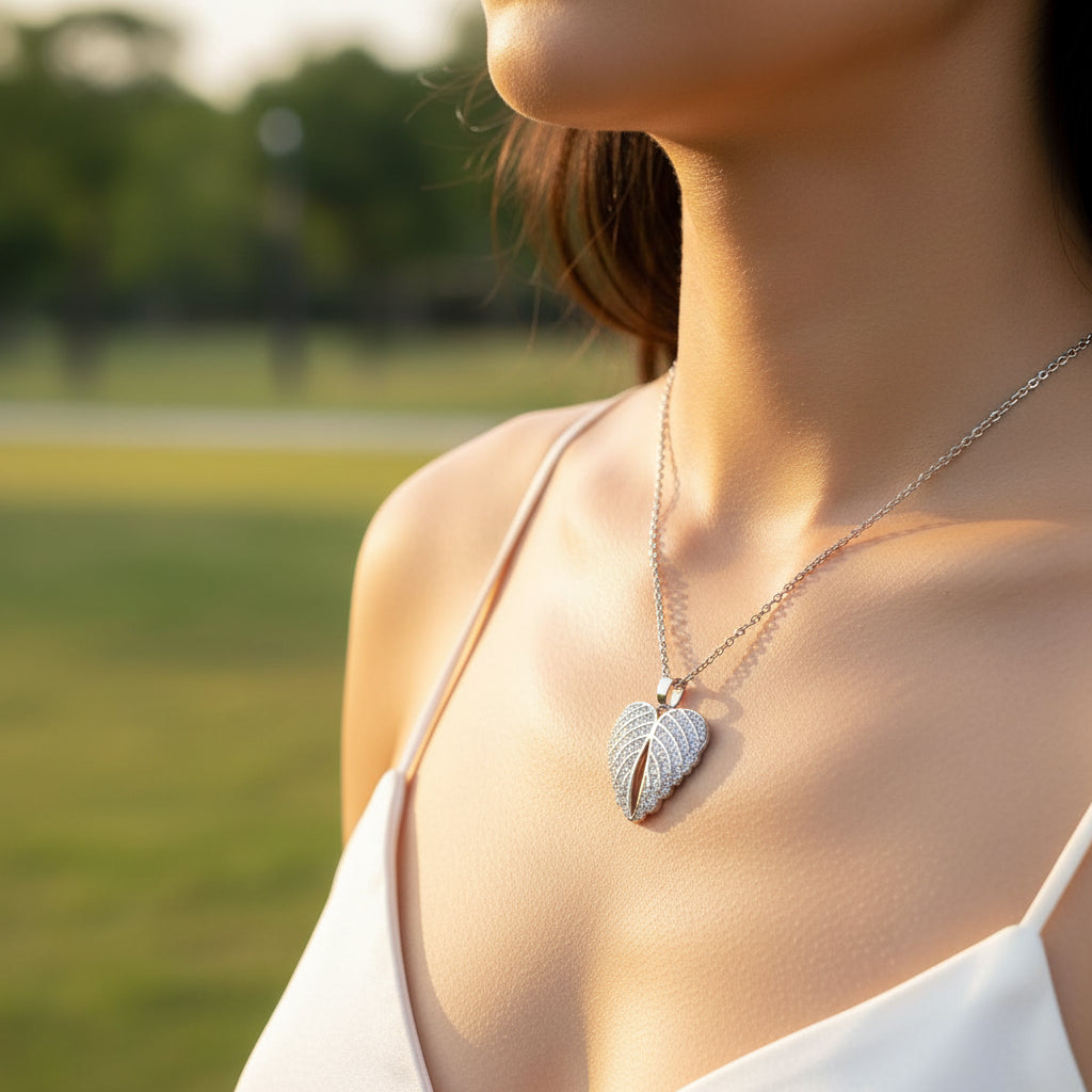 Wings of Grace Necklace / 925 Sterling Silver / Cubic Zirconia