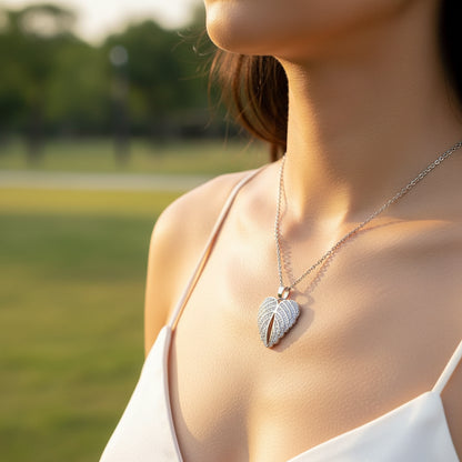 Wings of Grace Necklace / 925 Sterling Silver / Cubic Zirconia