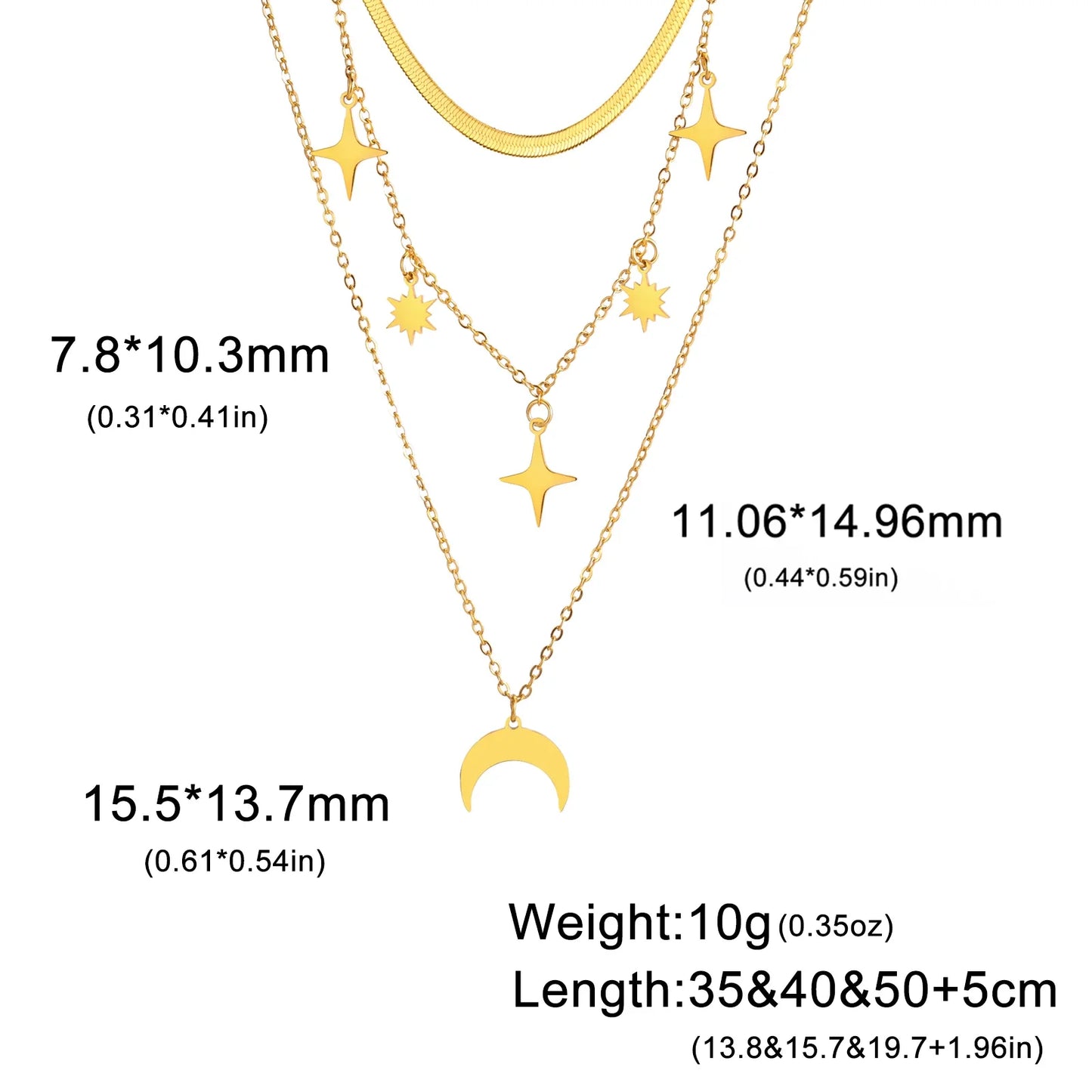 'Celestial Alignment' Layered Necklace / Stainless Steel