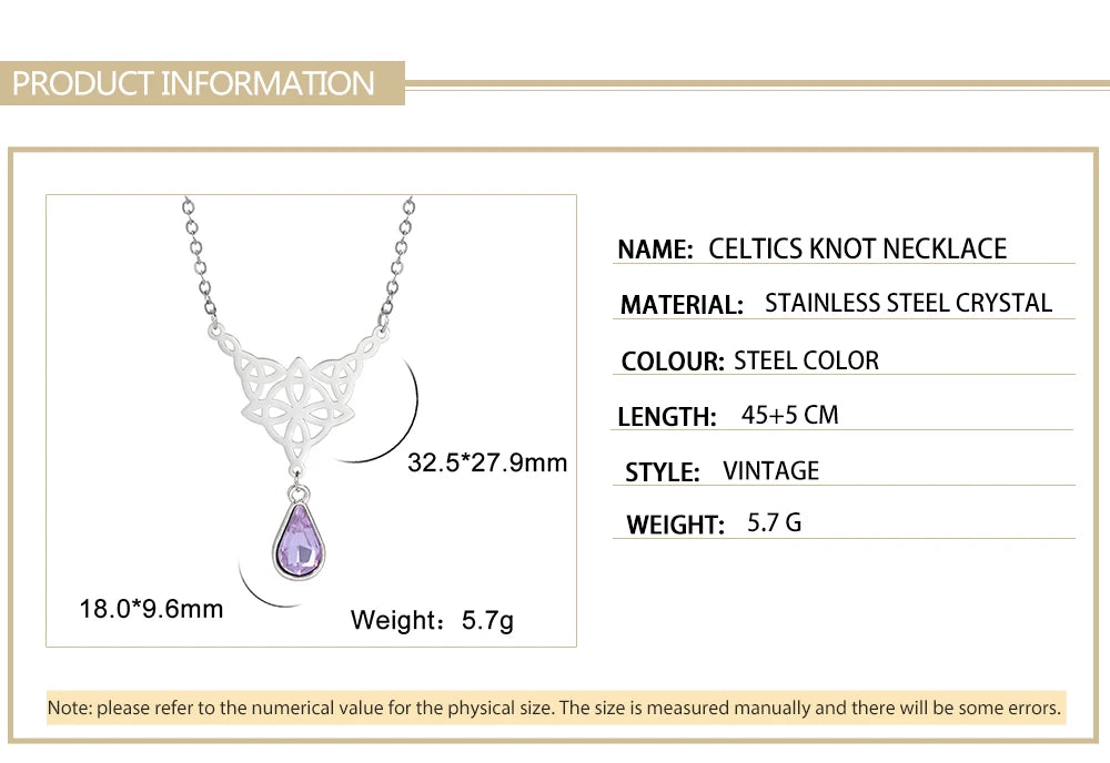 'Eternal Trinity Harmony' Necklace with Crystal drop / Stainless Steel